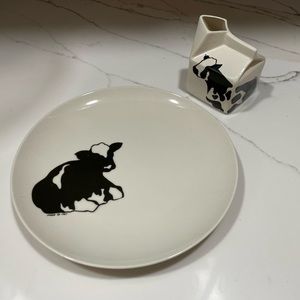 Holsteins by Margo Cow Plate and Cream Pitcher